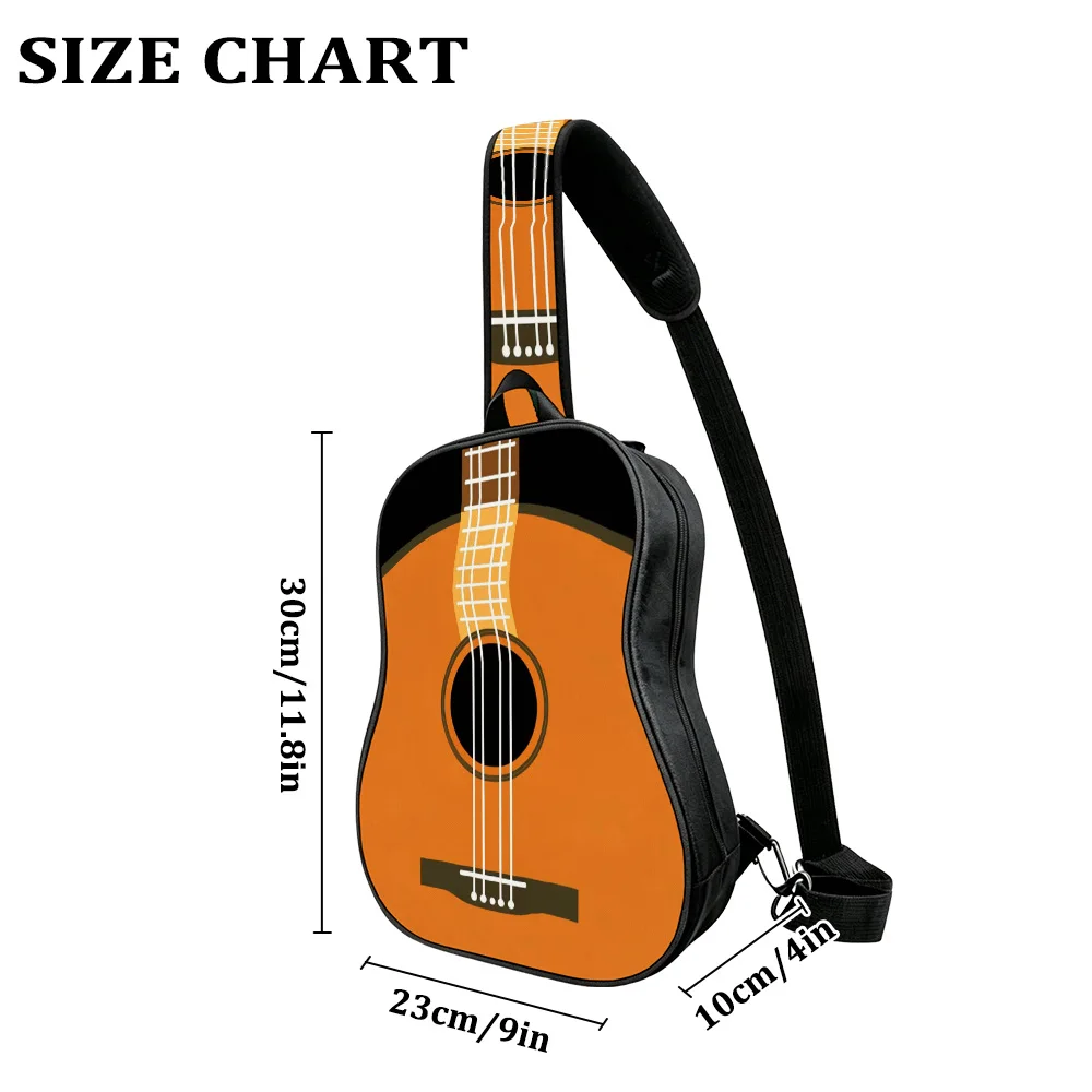 Acoustic strings art Guitar Shaped Sling Bag for Students, Campus Crossbody Bag with Strap, Daypack, Fashion for Street Look