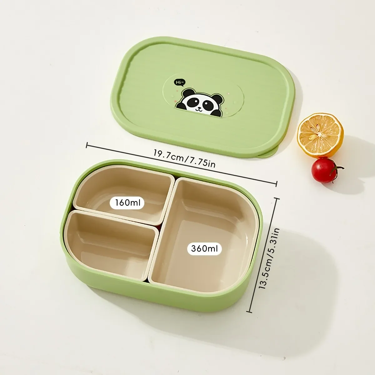3-delige plastic bentobox, geschikt voor de magnetron, voor het bereiden en bewaren van maaltijden, met afneembare compartimenten, ideaal voor kinderen, school, volwassenen en als snackbox.