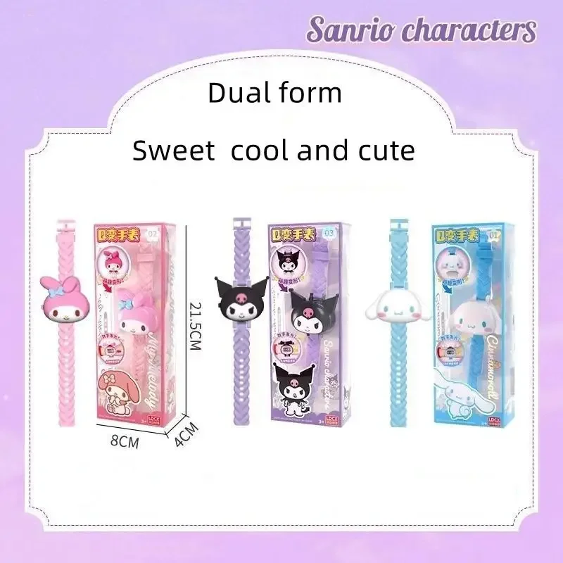 Sanrios Children Watch New Cartoon Anime Cute Kuromi Melody Cinnamoroll Female Student Fashion Luminous Kid Students Gifts