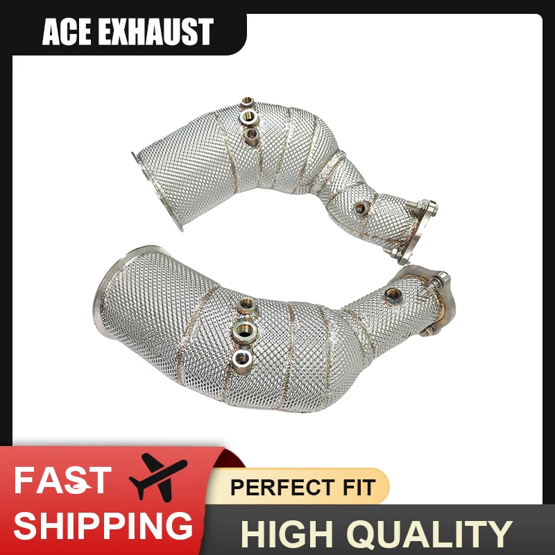 

ACE Car Accessories for Audi RS4 RS5 B9 2.9T Sports Downpipe with Heat Shield High Flow Performance Exhaust Pipe