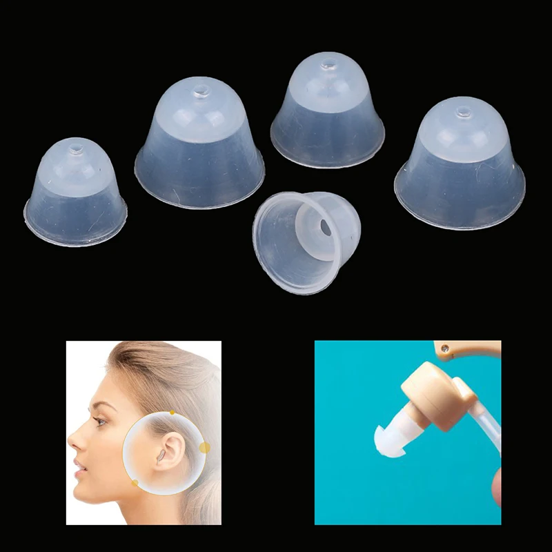 5Pcs Silicone Hearing Aid Closed Domes Earplugs Ear Plugs Ear Tips Replacement for Most Hearing Aid Earphones Accessory Kit