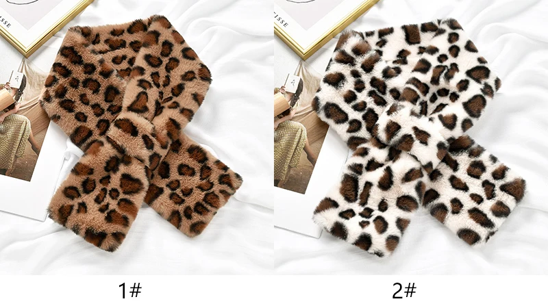 Moda leopardo cachecol xales inverno quente engrossar gola cruzada cachecol cor sólida pele de coelho falso pelúcia elegante xale cachecóis