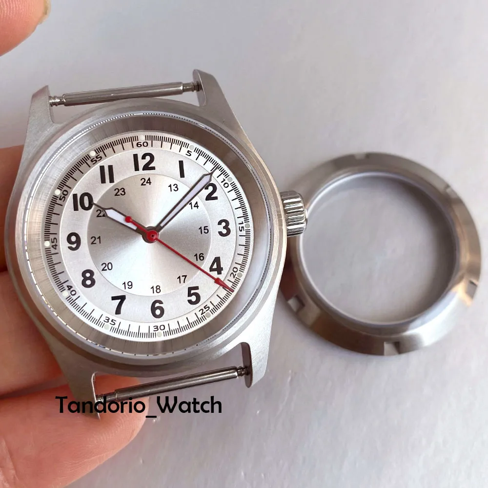 Tandorio 39MM Pilot Style Mod Diver Watch Case Dial For NH35 ETA 2824 Miyota 8215 Sapphire Glass Automatic Watch Accessories