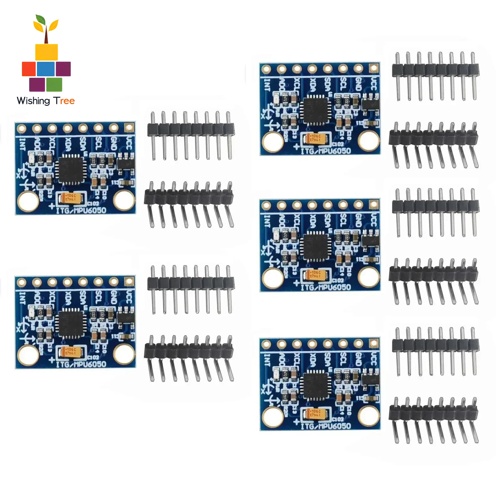 

Плата-модуль GY-521 MPU6050 6DOF IMU с 16-битным АЦП для проектов Arduino, питание 3В-5В, идеально подходит для любителей DIY