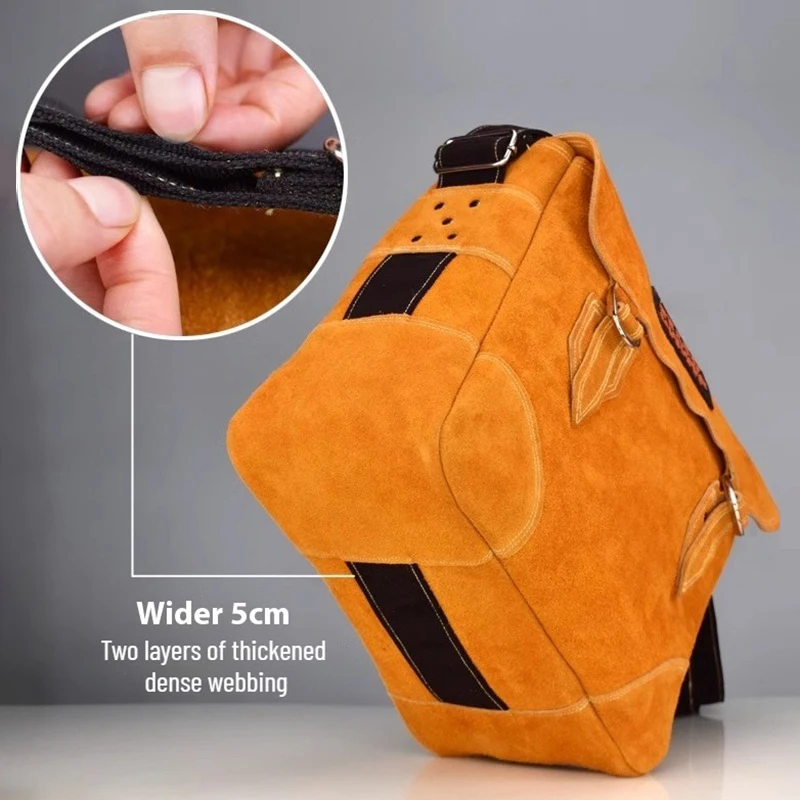 Cowhide Toolkit Electrician Tool Bag with Shoulder Strap Maintenance Thickened Tool Storage Bag Woodworking Tools Accessories