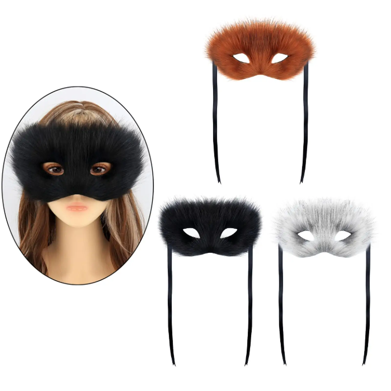 

Маска для лица с меховой лисой Полумаска для средневекового ночного клуба ко Дню святого Валентина