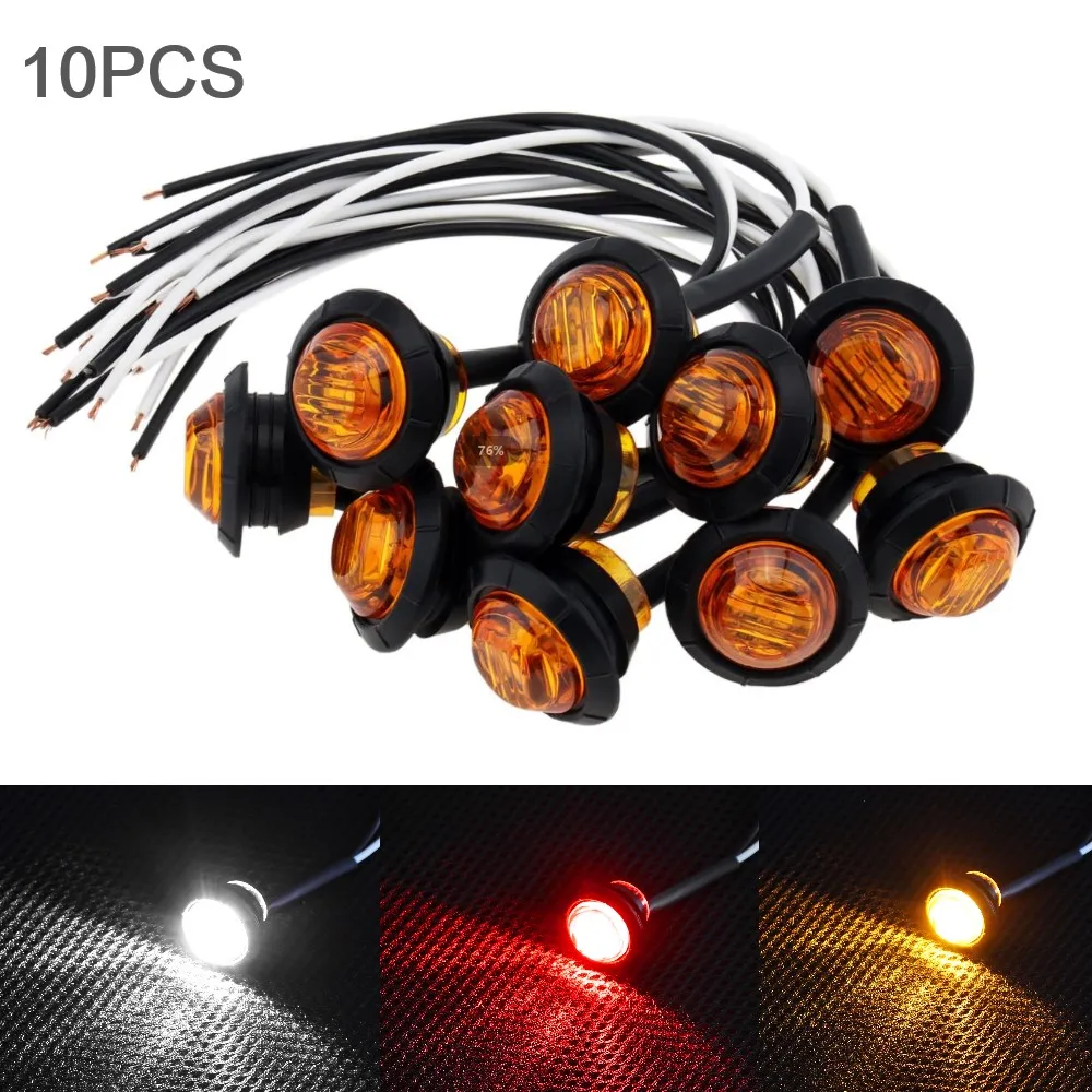 10pcs/lot 12V LED Side Marker Indicators Light Truck Warning Tail Light Trailer Lorry Car External Clearance Turn Signal Lights