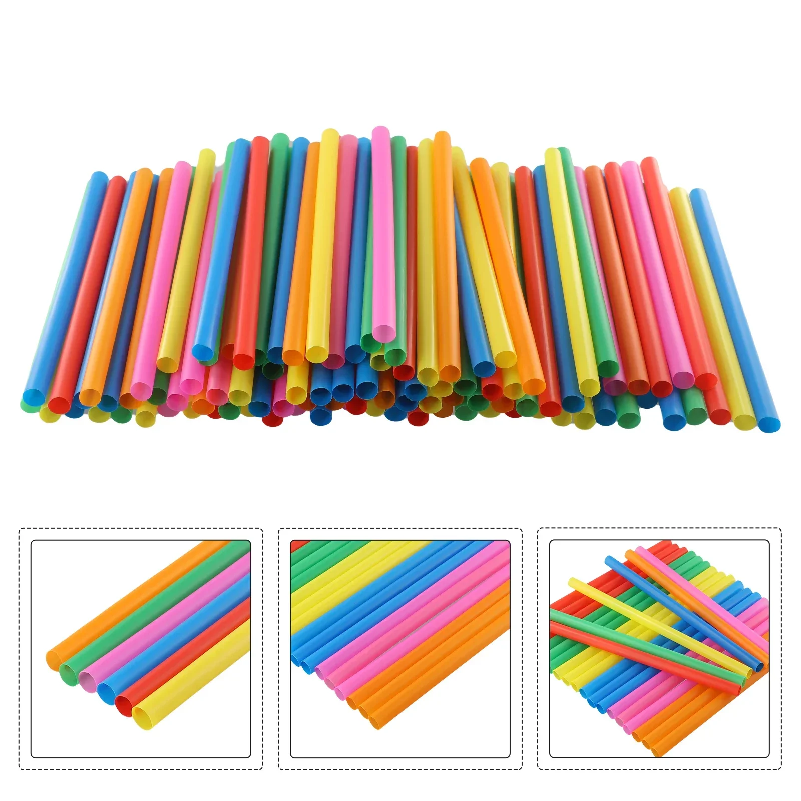 Milkshake Straws Straws Flat End Multi Color Oversized Tea Fat Drinking Smoothie 100Pcs 21cm Colorful Practical