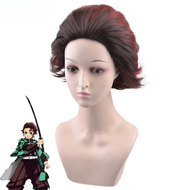 

Cosplay Wig Tanjiro Kamado Rose Net Anti-upward Curl Character Style Anime Cosplay Wig