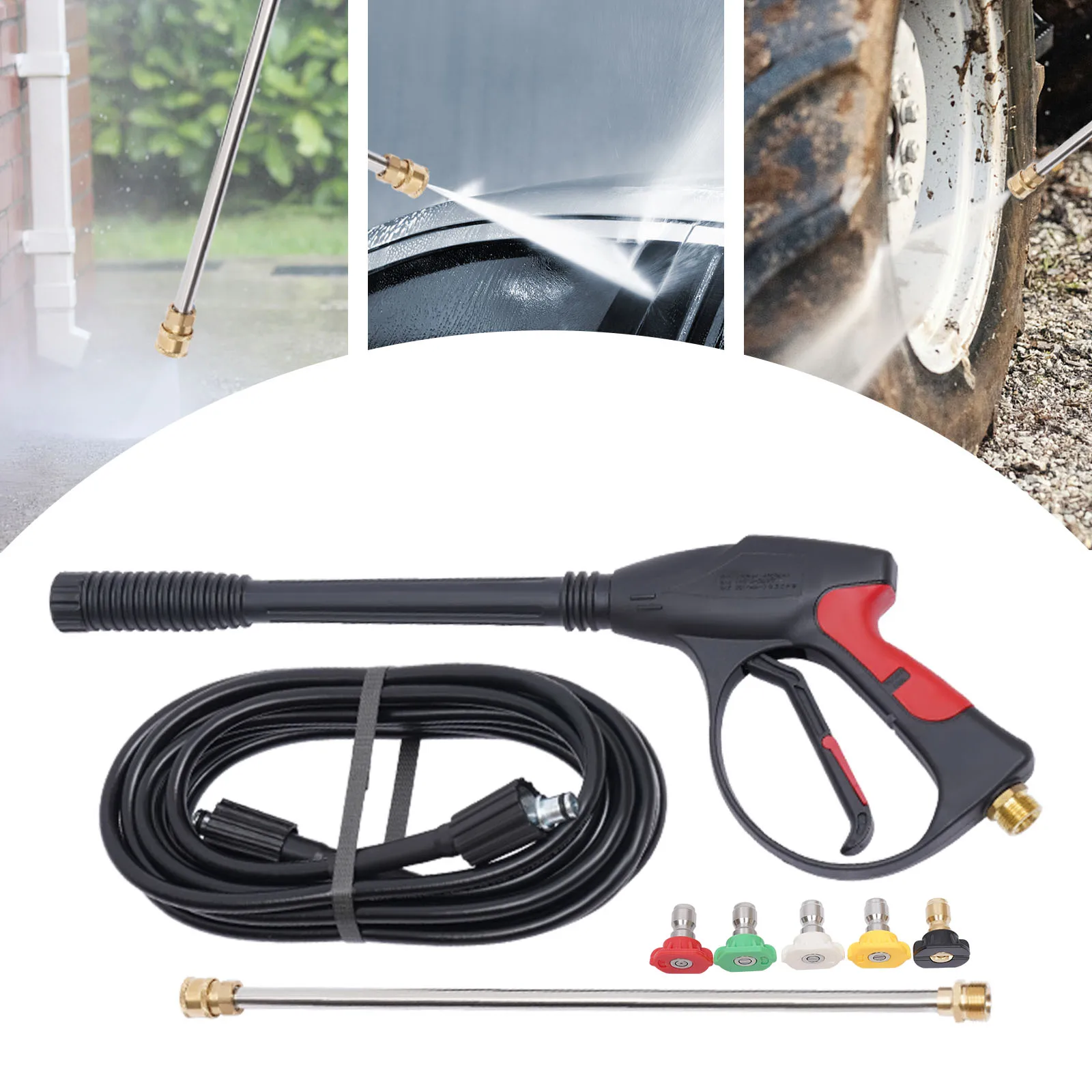 3000PSI Power High Pressure Washer Spray Gun Car Washing Kit Washer Gun + Spray Wand+ Lance Nozzle+ Hose Set For Craftsman