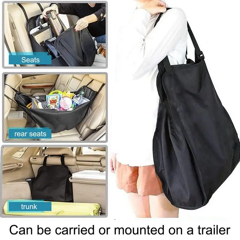 Passenger Seat Storage Travel Bag Oxford Cloth Car Hammock Storage Bag Large Capacity Portable & Foldable Car Seat Organizer For