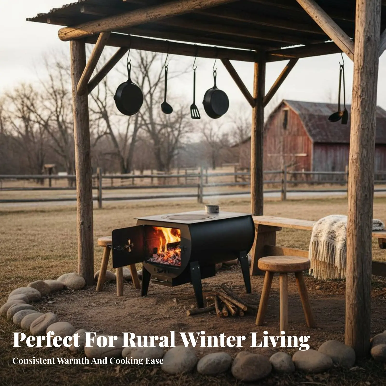 

Бездымная печь для помещений, многофункциональный дровяной обогреватель, большой уличный обогреватель для приготовления пищи, для зимнего загородного дома, из марганцевой стали