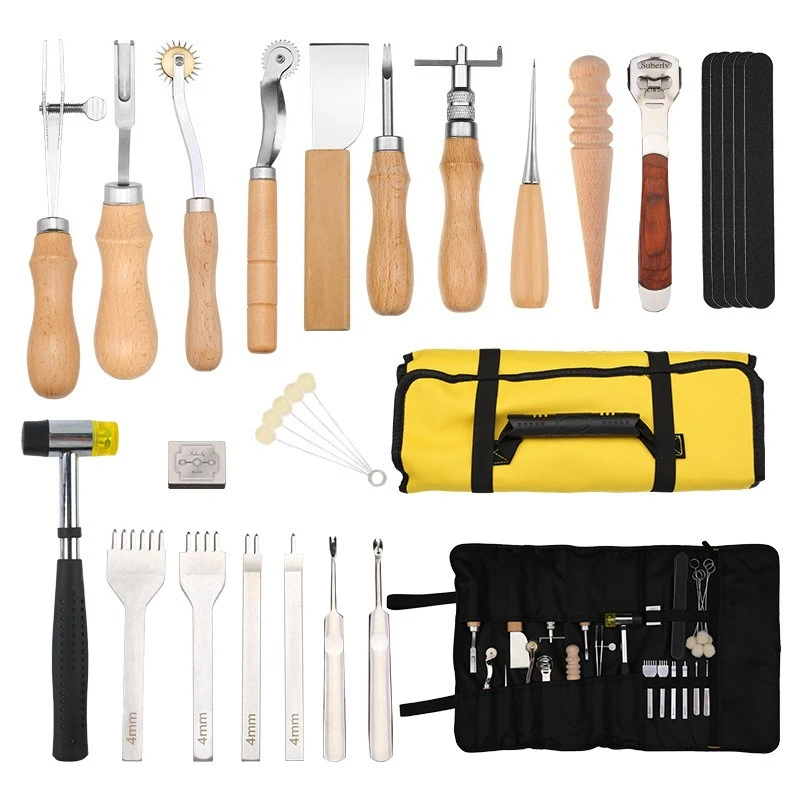 Leather tool set, leather art set, leather tool kit multi-functional entry manual