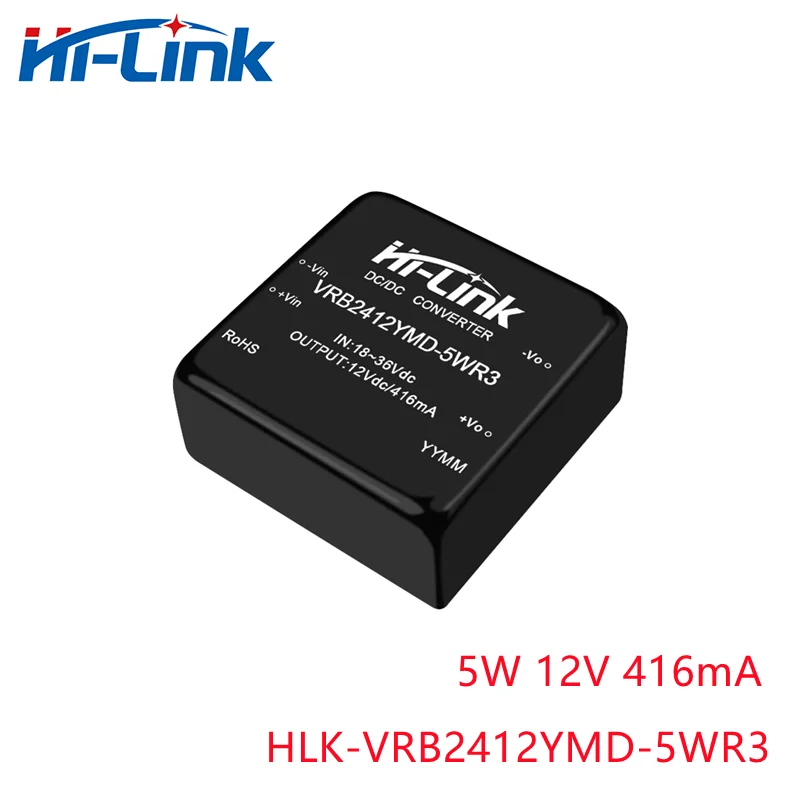 

Free shipping 2pcs/lot 18-36V Input 5W 12V 416mA output step down converter dc dc power module HLK-VRB2412YMD-5WR3(HLK-5D2412)