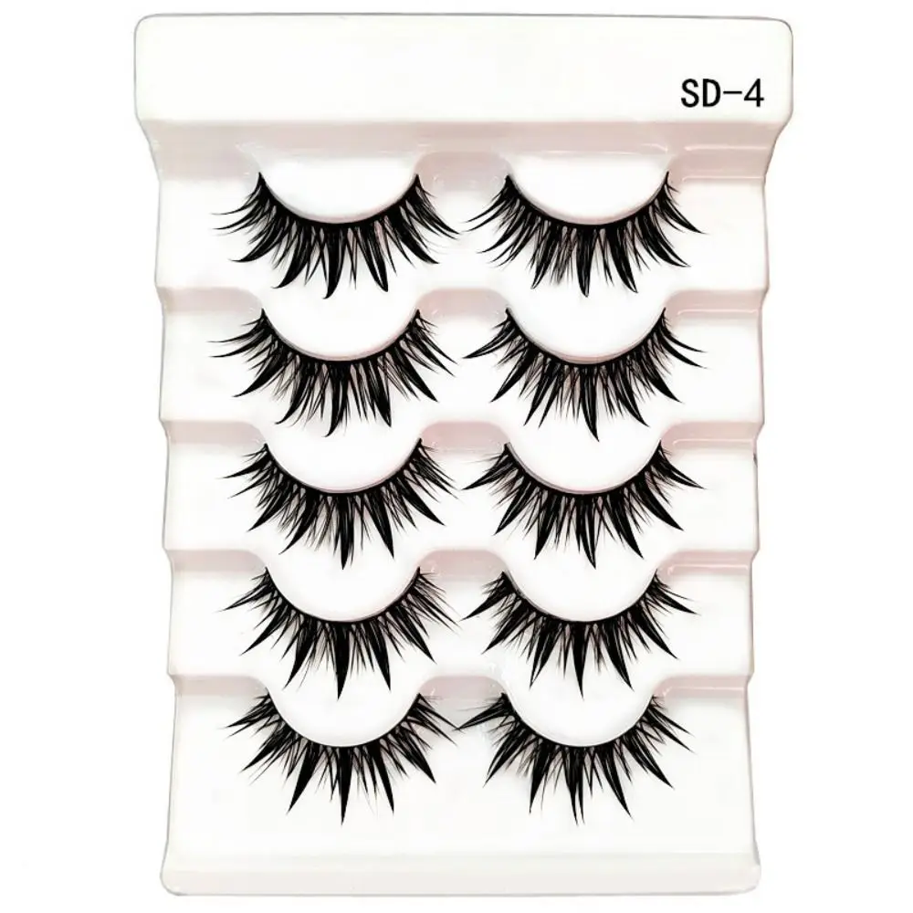 Faux-cils 3D en faux vison, 5 paires, doux et moelleux, faits à la main, optique, longs, thaïlandais, outils de maquillage pour les yeux