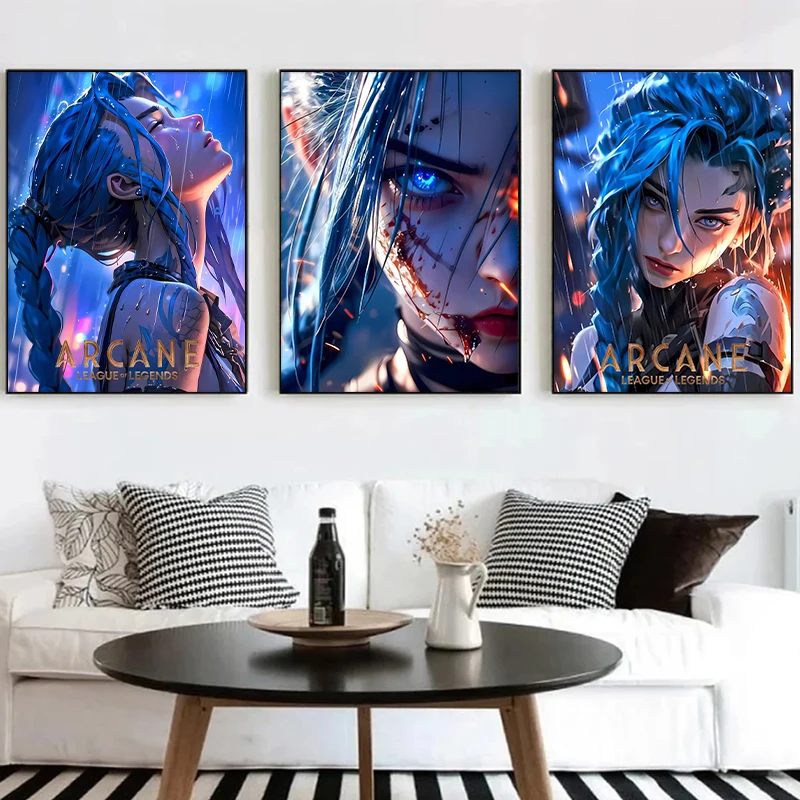Popular Anime Game Arcane League of Legends Jinx Posters Canvas Printing Modern Wall Art Picture for Gaming Room Home Decor Gift