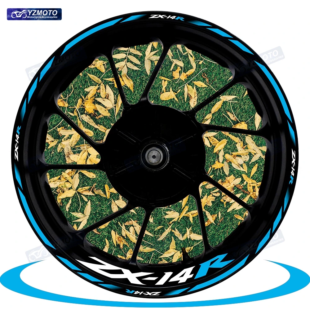 

For ZX-14R ZX 14R Motorcycle 17 Inch Front And Rear Wheel Sticker Hub Decal Racing Decorative Reflective Waterproof Rim Stickers