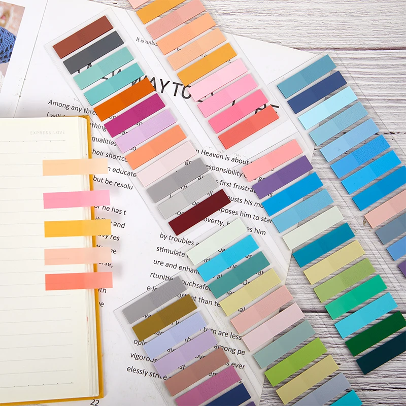 1 Set Transparent Fluorescent Index Tabs PET Sticky Note For Page Marker Planner Stickers Office School Students Supplies