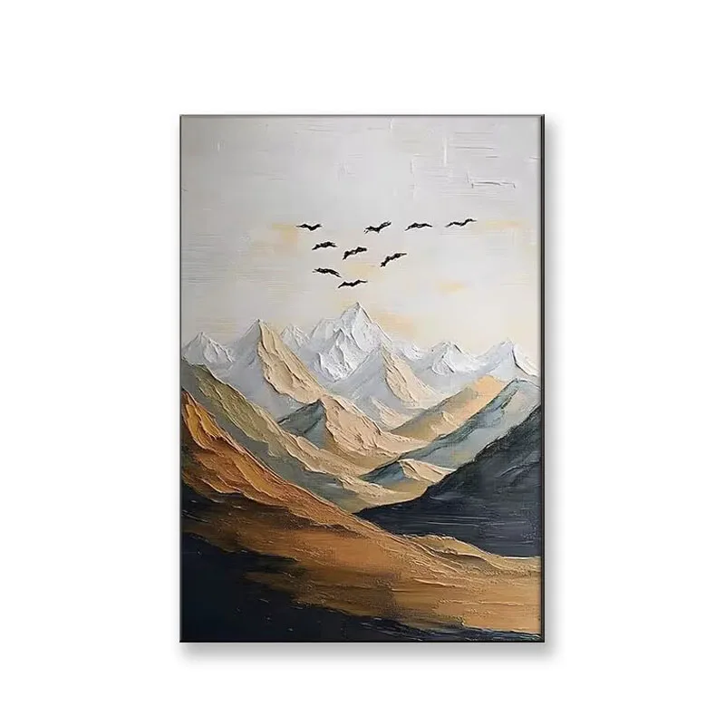 Jinshan Yinshan Handmade Oil Painting Texture Sense Living Room Hanging Painting Wild Goose Sofa Background Decoration Painting