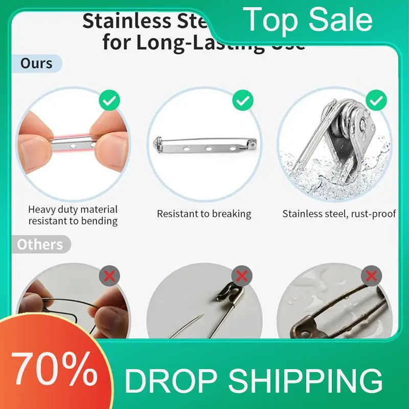 ^Arrival -Clasp Brooch Pin Backs:50Pcs 1.5 Inch Badge-Pin Attachments Easy To Use With Lock Included For Crafts