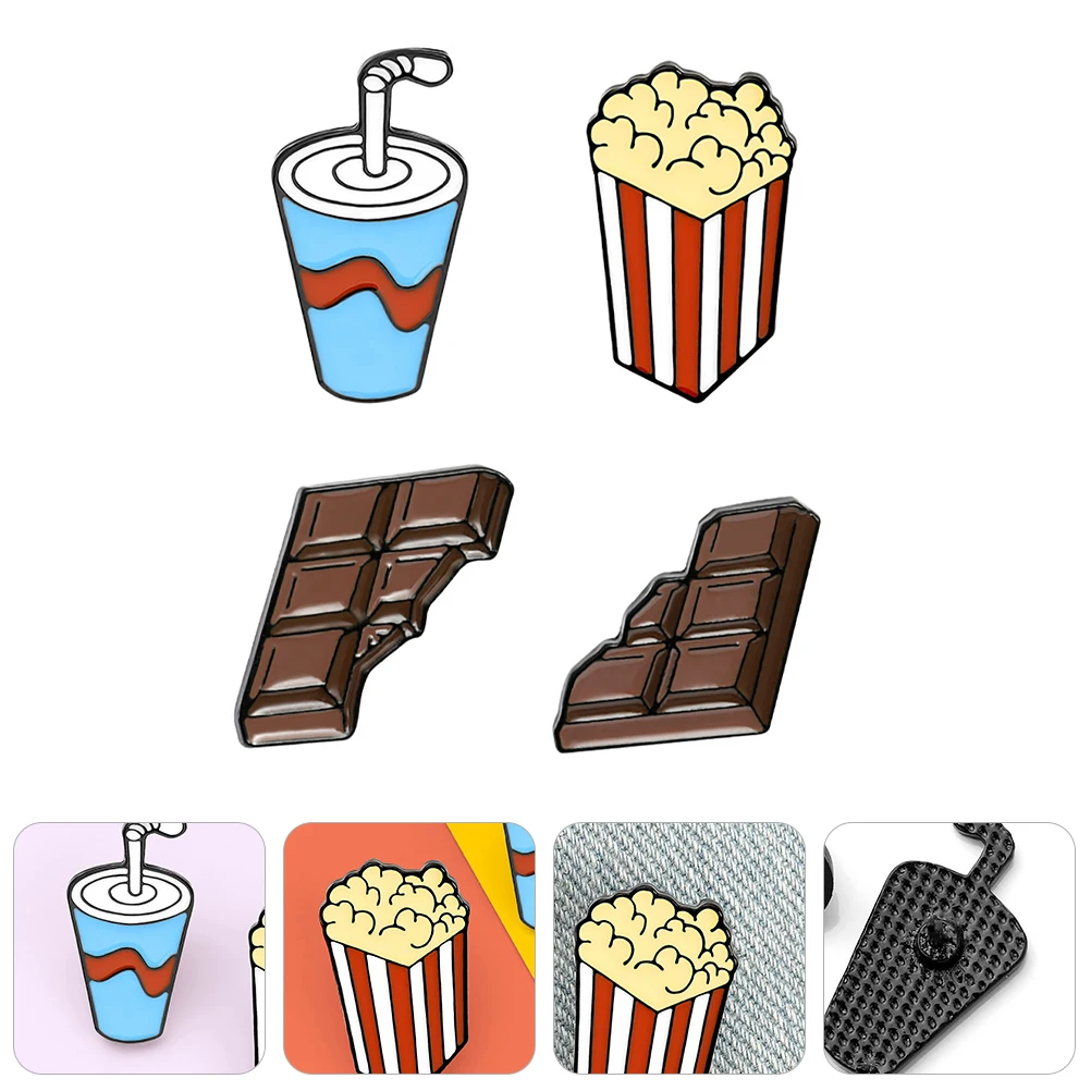 

4 Pcs Chocolate Alloy Brooch Clothes Badge Pin Mini High Quality Material Bag Accessory Bags Man DIY