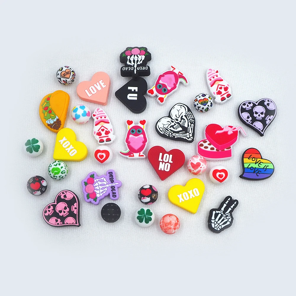 Chenkai 50PCS Valentine's Monster Focal Beads For Pen Beadable Pen Silicone Charms Character Beads For Pen Making DIY Pacifiers