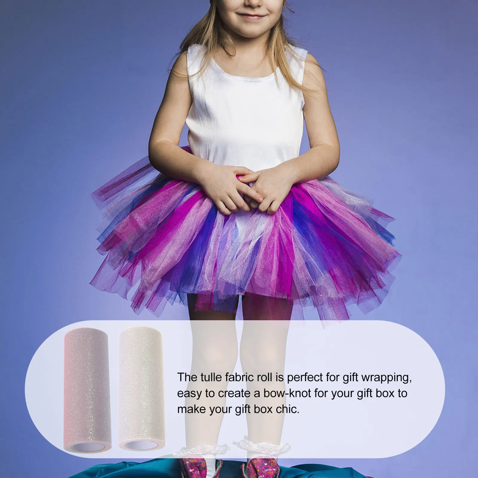 

Cuttable Gradual Color Tulle Roll Premium Polyester Material DIY Gift Wrapping Party Decoration Craft Supplies