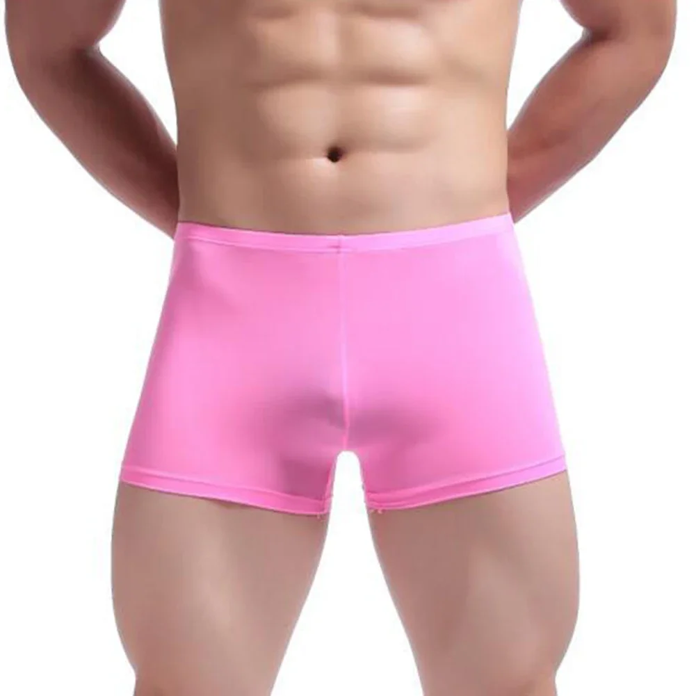 Men Underwear Stretch Seamless Brief Ice Silk Low Rise Trunks Solid Color Boxers Shorts Erotic Hombre Comfortable Soft Panties