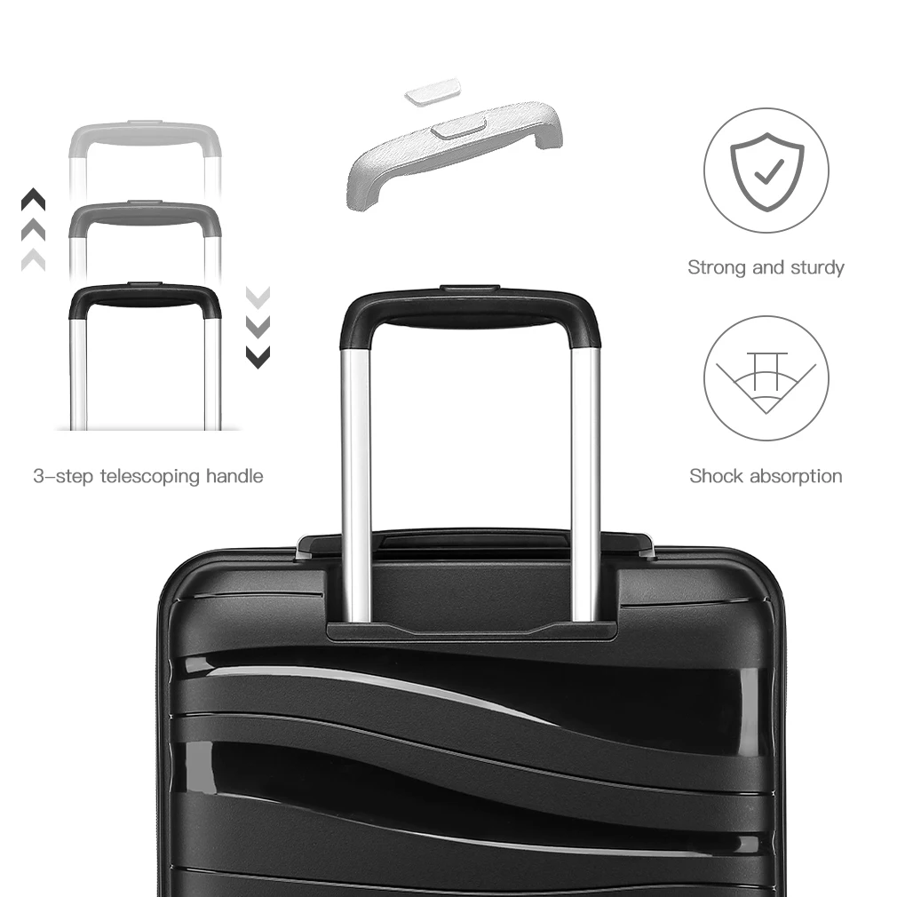 Kono Large Check in Luggage Lightweight Polypropylene Hard Shell Suitcase with TSA Lock Spinner Wheels