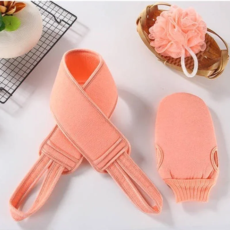 

Новинка, 3 шт., отшелушивающий скребок для спины, банный ремень, полотенце, шариковая перчатка, глубокая грязь, чистая корейская мочалка для тела, скраб для задней части, ремень