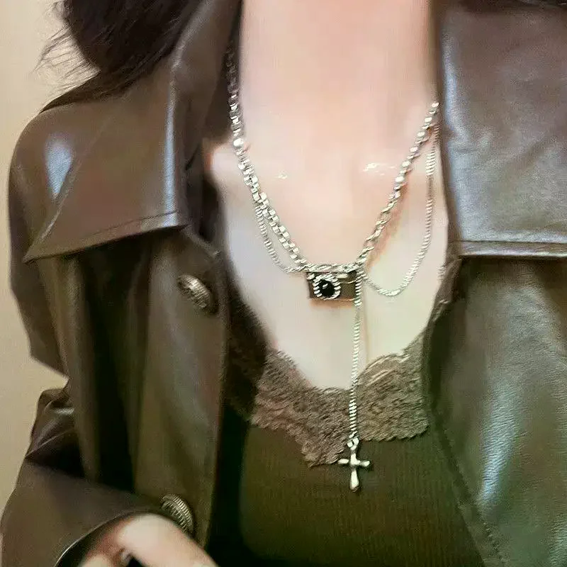 1PC Kpop Hip-Hop Simple Personality Vintage Brown Camera Pendant Necklace Unisex Punk Y2K Charms Jewelry Accessories
