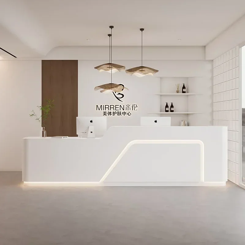 L Beauty salon front desk checkout page Cream wind bar dance training class reception desk