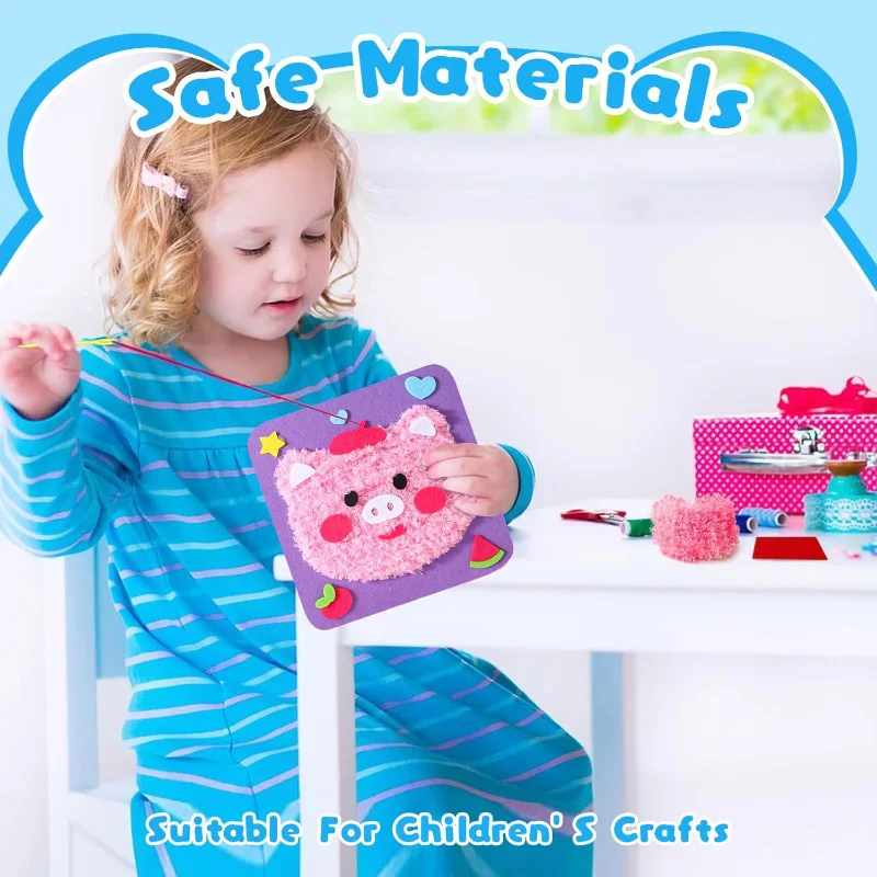 Fine Motor Training Embroidery Boards DIY Crafts Toys for Kids Children Beginner Cartoon Thread Sewing Non-woven Material Kits