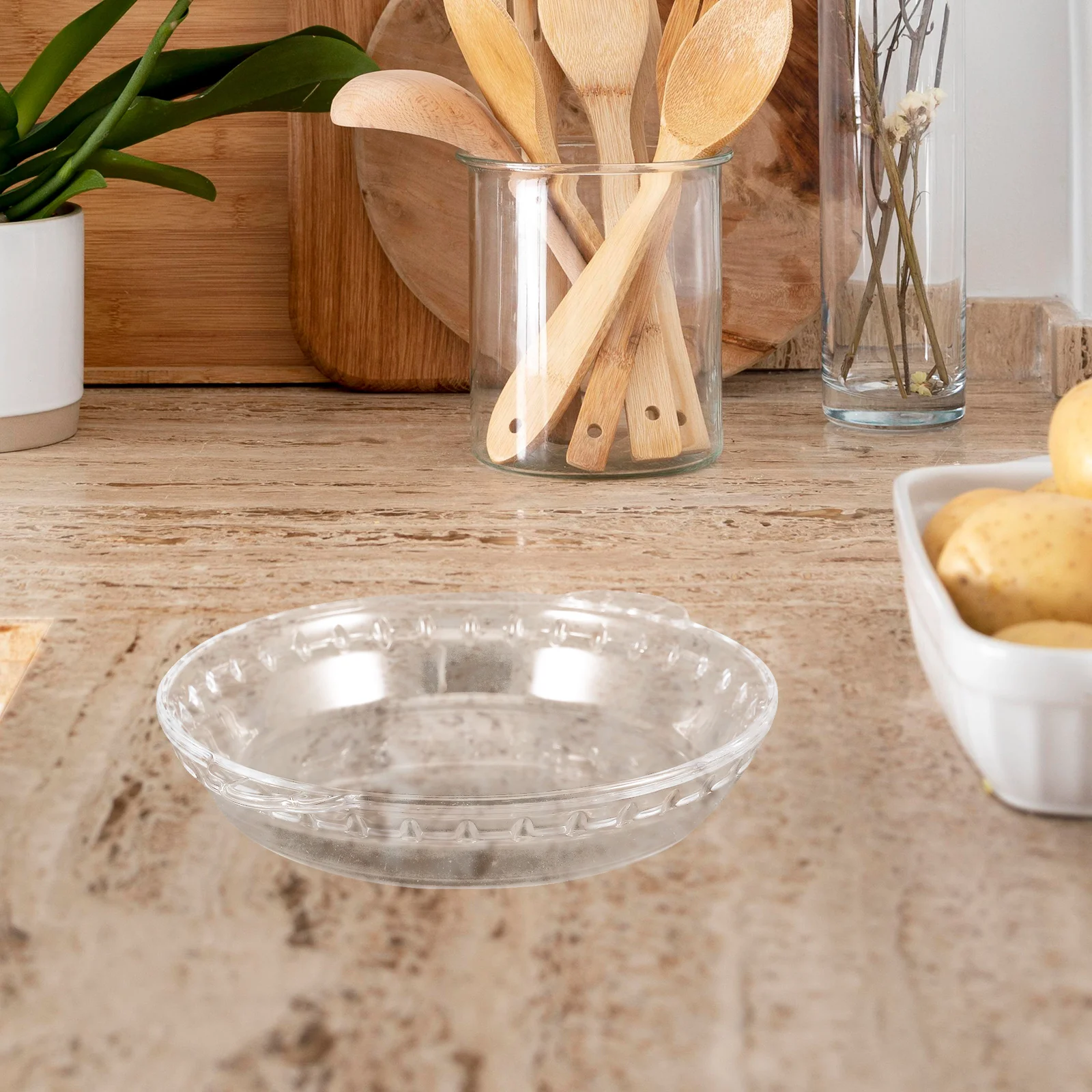 

1pc Heat Resistant Glass Microwave Oven Lid 35cm Steamer Compatible Baking Dishes Food Serving Platter Dried Fruit Plate