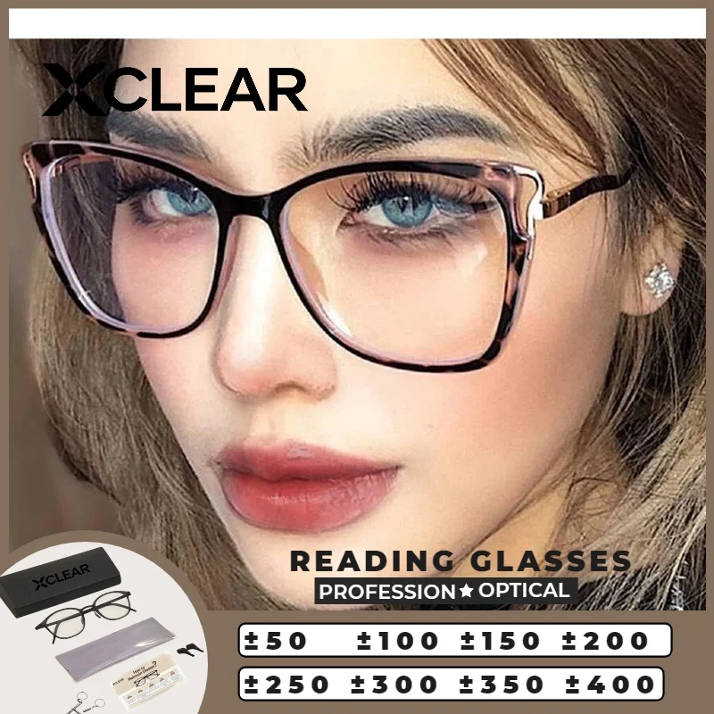 

Очки для чтения XCLEAR: Новая модная классика, легкие, для делового и повседневного стиля, с защитой от синего света, УФ400, устойчивые к царапинам