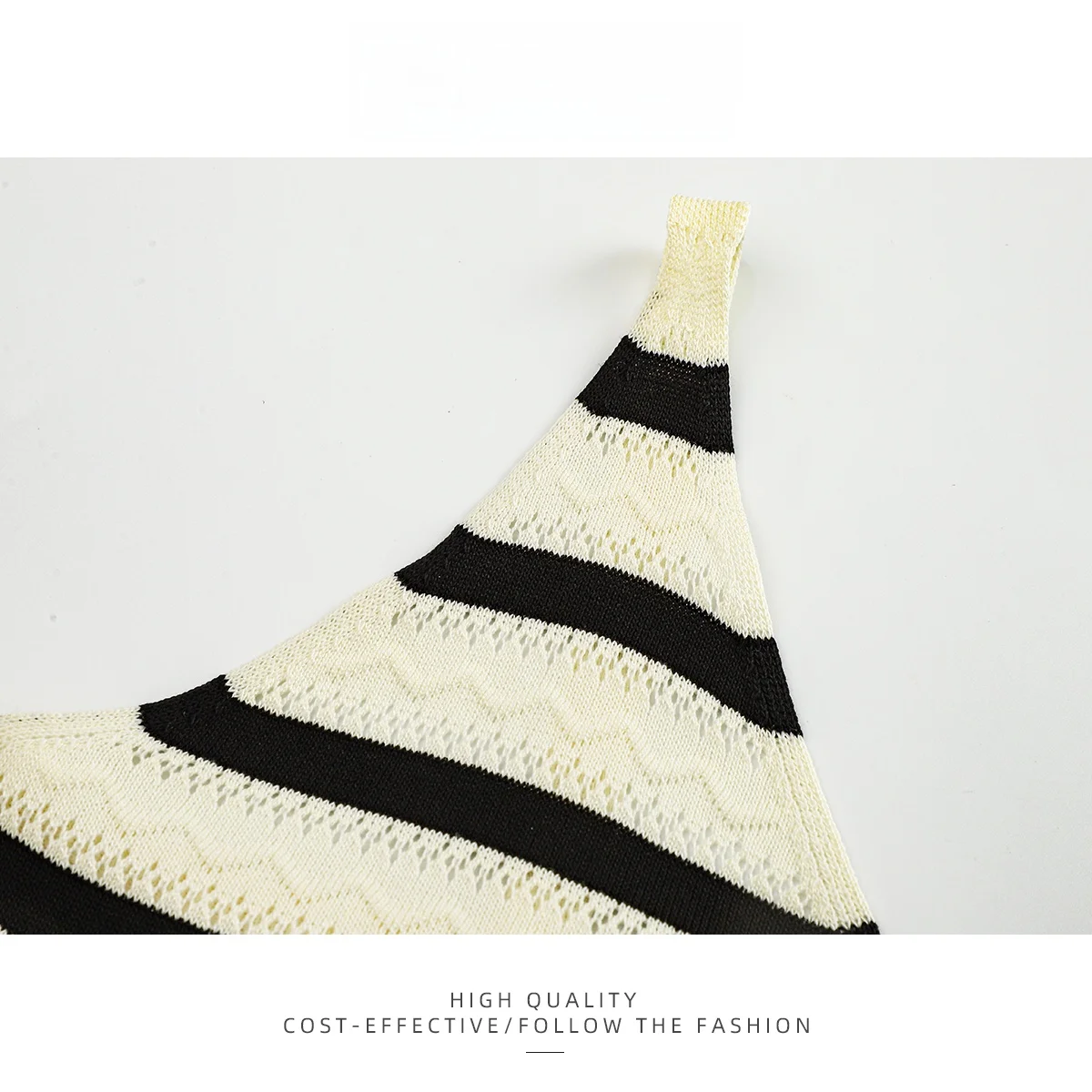 PAIXIANG vrouwen Gebreide holle V-Ne Tank Top Zomer Ontwerp Afslanken Witte Strepen Strapl Vest ort Lengte Vrijetijdskleding