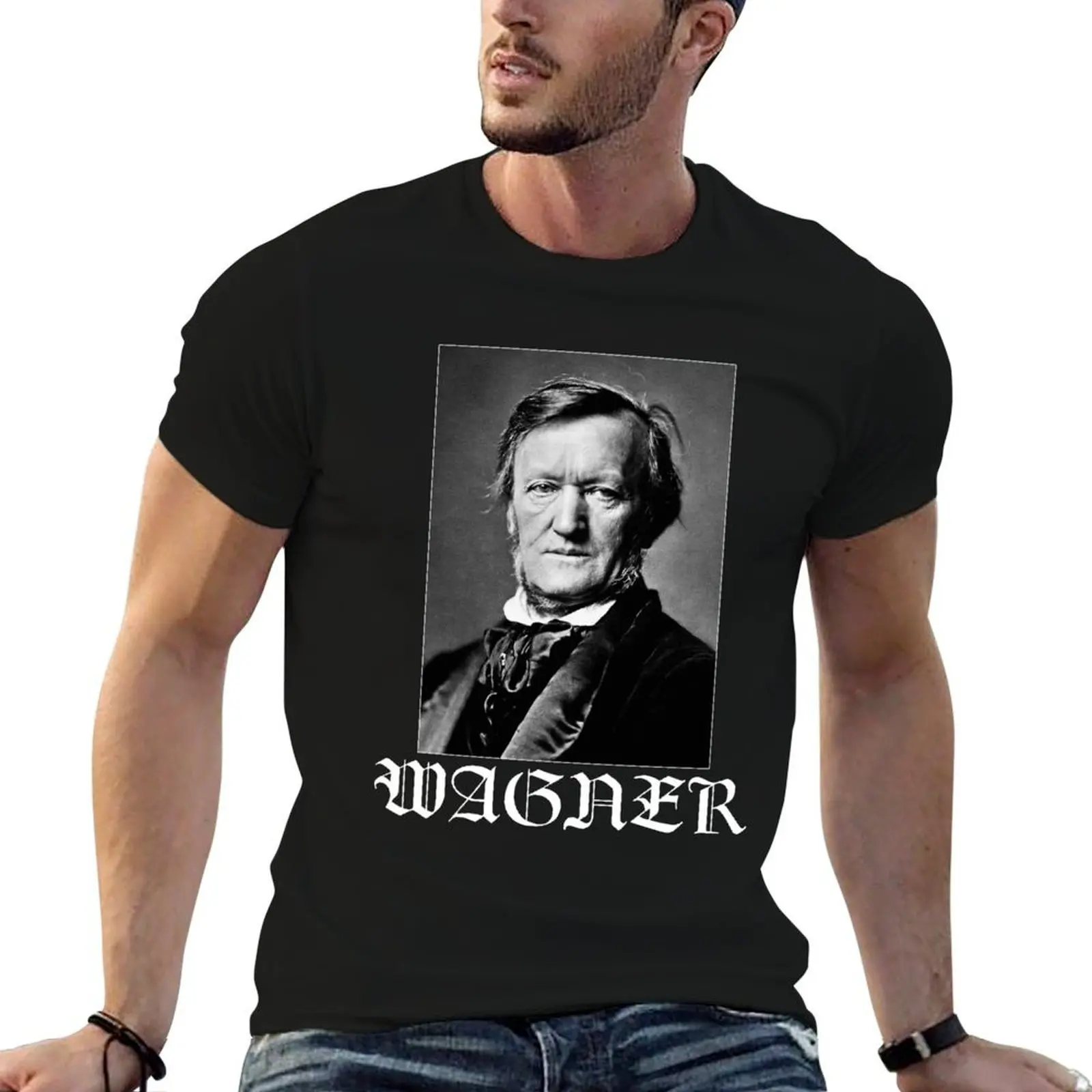 

Richard Wagner Black Metal Style Logo T-Shirt t shirt man plain graphic t shirts for man T-Shirt