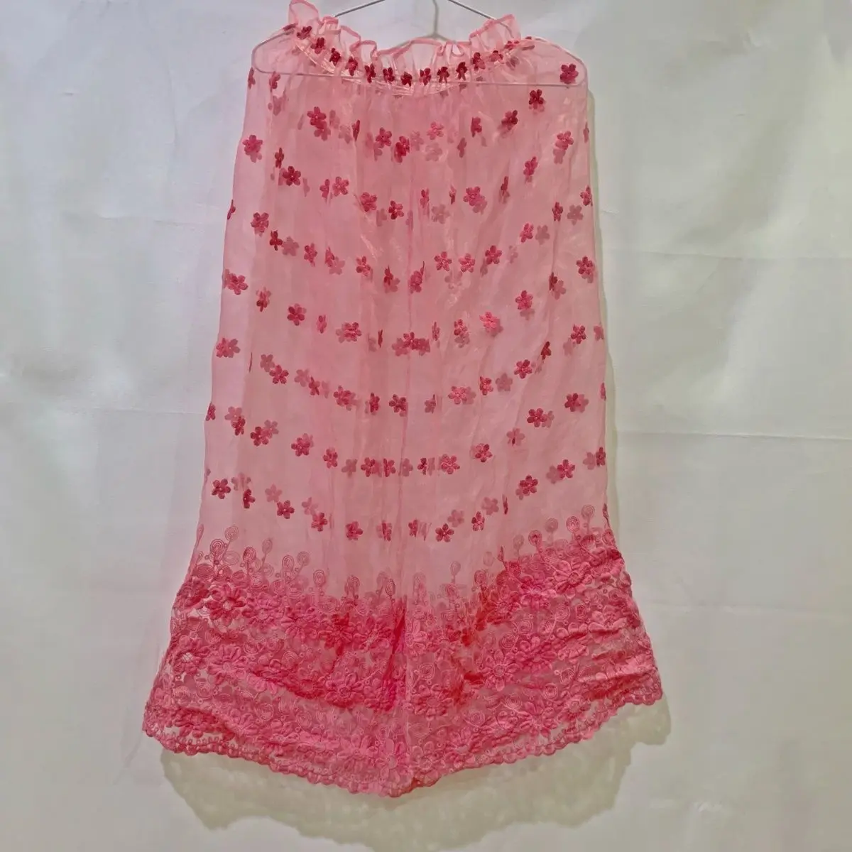 Sissy organza jurk transparante korte rok lange rok bovenkleding zonder voering gemakkelijk te lagen bloemen roze tube top rok