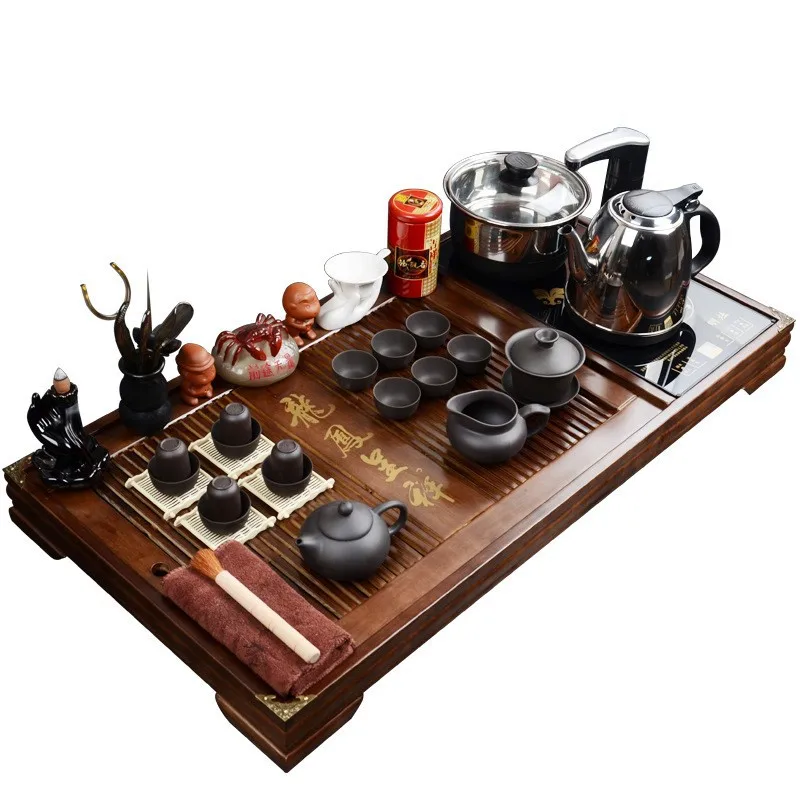 Hot-selling wooden tea tray with tea set Gaiwan tea cup commercial gift Kongfu coffee table home office use