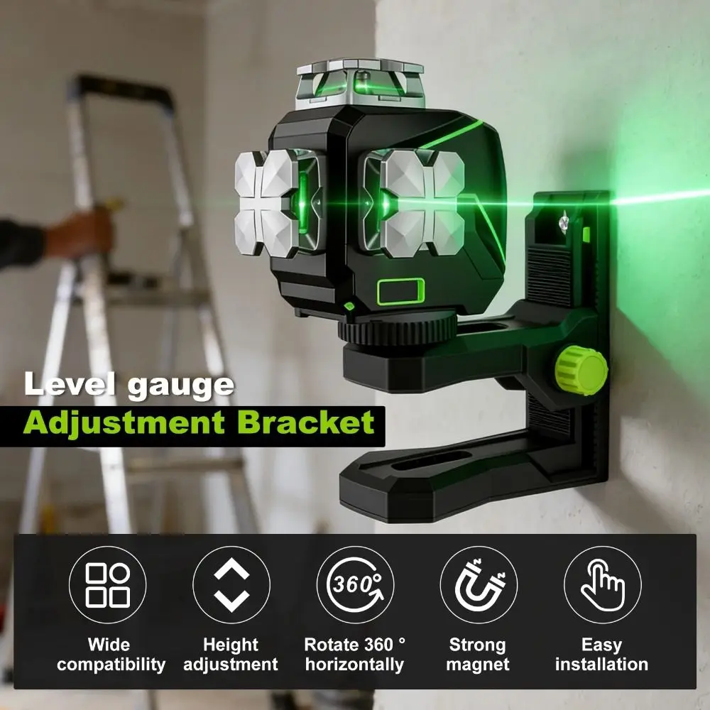 ABS Laser Level Bracket 360° Horizontal Rotation 1/4''-20 Threaded Laser Level Tripod Stand Adjustable Clip L-Shape