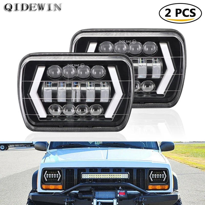 

55 Вт 7x6 "5X7" светодиодный проектор дальнего света Halo DRL H4 светодиодный рабочий свет для автомобиля Jeep Wrangler YJ Cherokee XJ