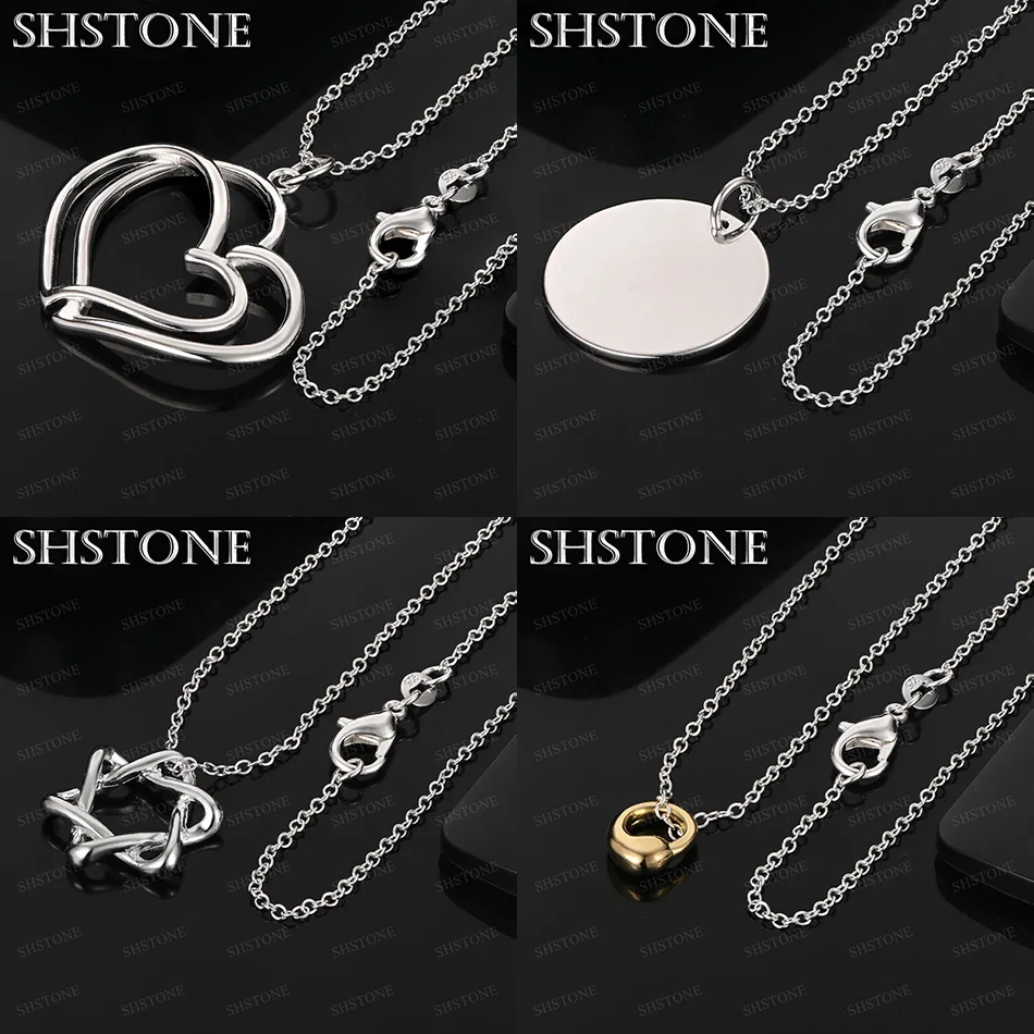 

16-30 Inch 925 Sterling Silver Heart Star Of David Water Drop Round Pendant Necklace For Women Fashion Jewelry Engagement Party