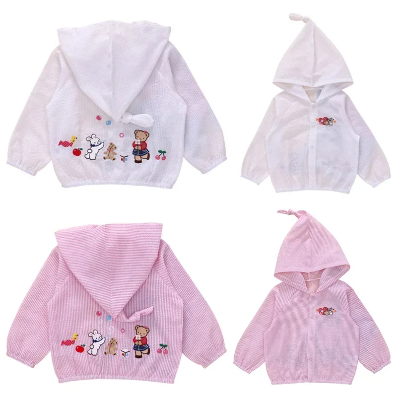 Boys' Sunscreen Jackets Cartoon Bear Bunny Wizard Hat Jacket Cardigan Hooded Sun Protection Suit Kids Clothes Girls Coats