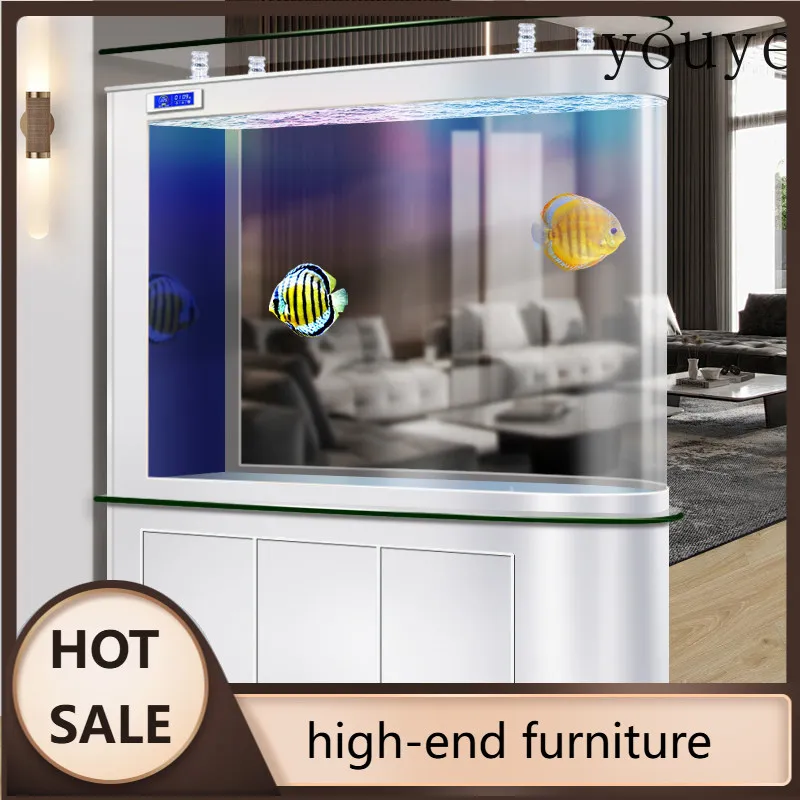 NV Screen partition fish tank living room household entrance large ecological glass aquarium bottom filter W