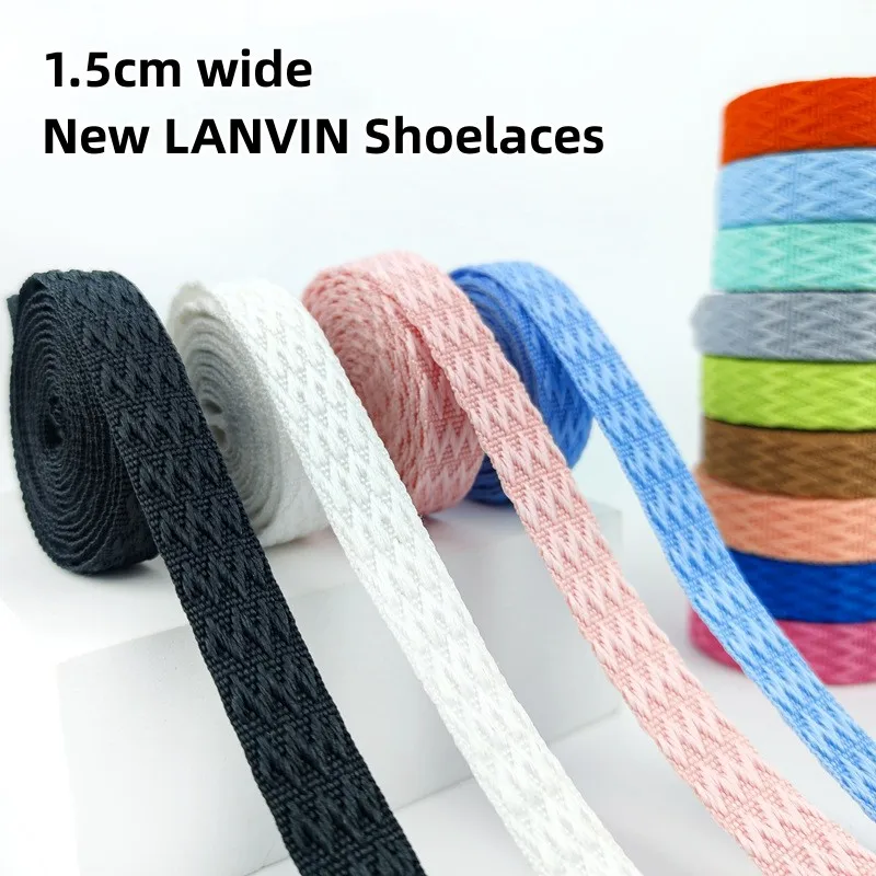 Flat Classic Weaved Checkerboard AF1 Shoe Laces 1.5CM Wide Luxury Brand Shoelace Lanvin Textured Shoestrings Sneakers Women Man