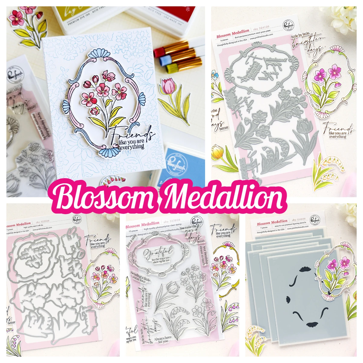 

Pinkfresh New Blossom Medallion Metal Cutting Dies Stamps Stencils Scrapbook for Card Make DIY Crafts Hot Foil and Dies Supplies