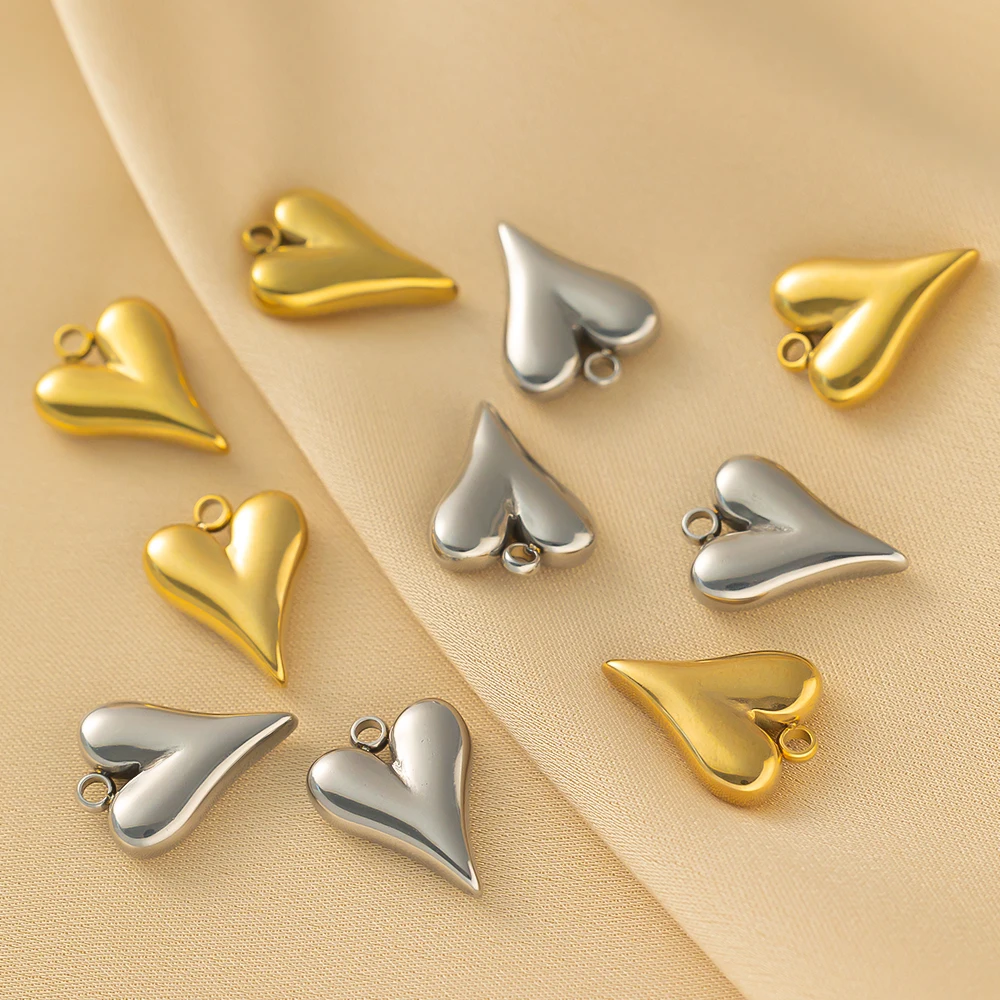 5 Stück/Set Edelstahl Herzförmige Anhänger für Handgemachten DIY-Schmuck, Halsketten, Ohrringe, Zubehör und Bastelmaterial – Detail 3