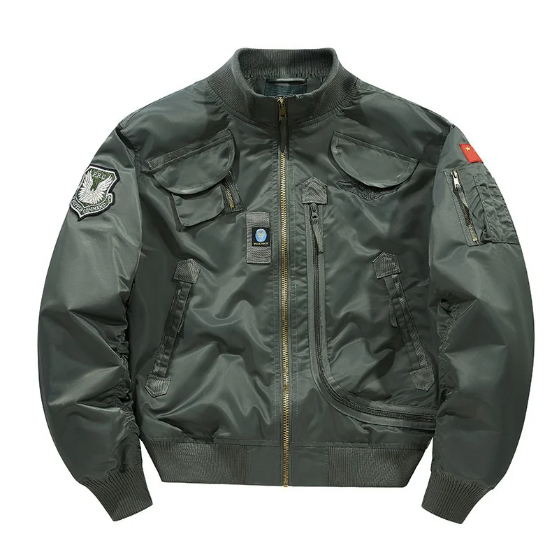 

Loose Men's Outdoor Workwear Jaet Qui Dry Military Sle Spring Autumn Fce Lined Windproof Multi ket Flight Coat