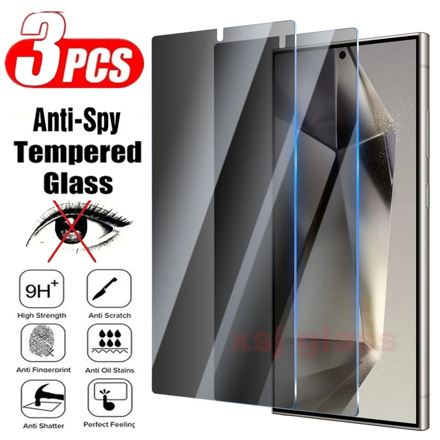 

9H 0.2MM Anti-Spy Ultra Thin Tempered Glass Film For Samsung Galaxy S24 Ultra 5G 3Pcs Privacy Screen Protector