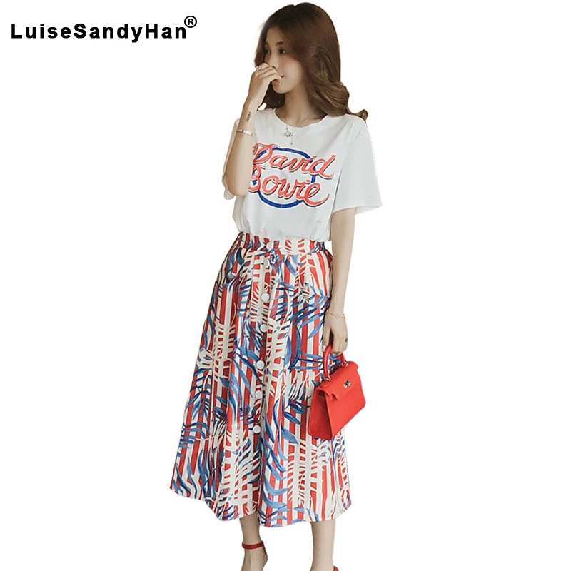 Two Piece Set Women Spring Wear Sets Casual 2 Piece Set Women 2023 Slim T Shirt Mid-Calf Skirt